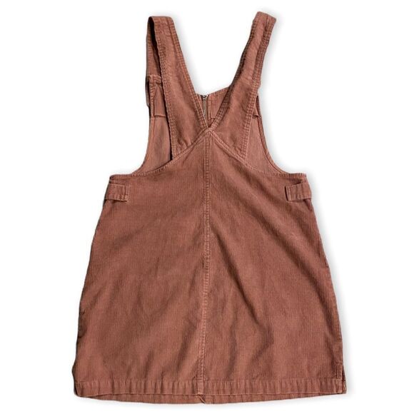 Corduroy Pinafore Dusty Mauve Pink Zip Overall Midi Dress - Picture 7 of 12